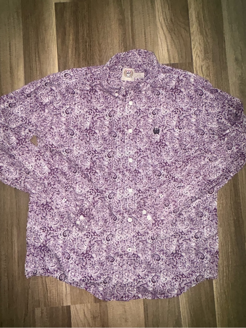Cinch Boys XXL 16/18 Purple Paisley Western Button Down Long Sleeve Shirt